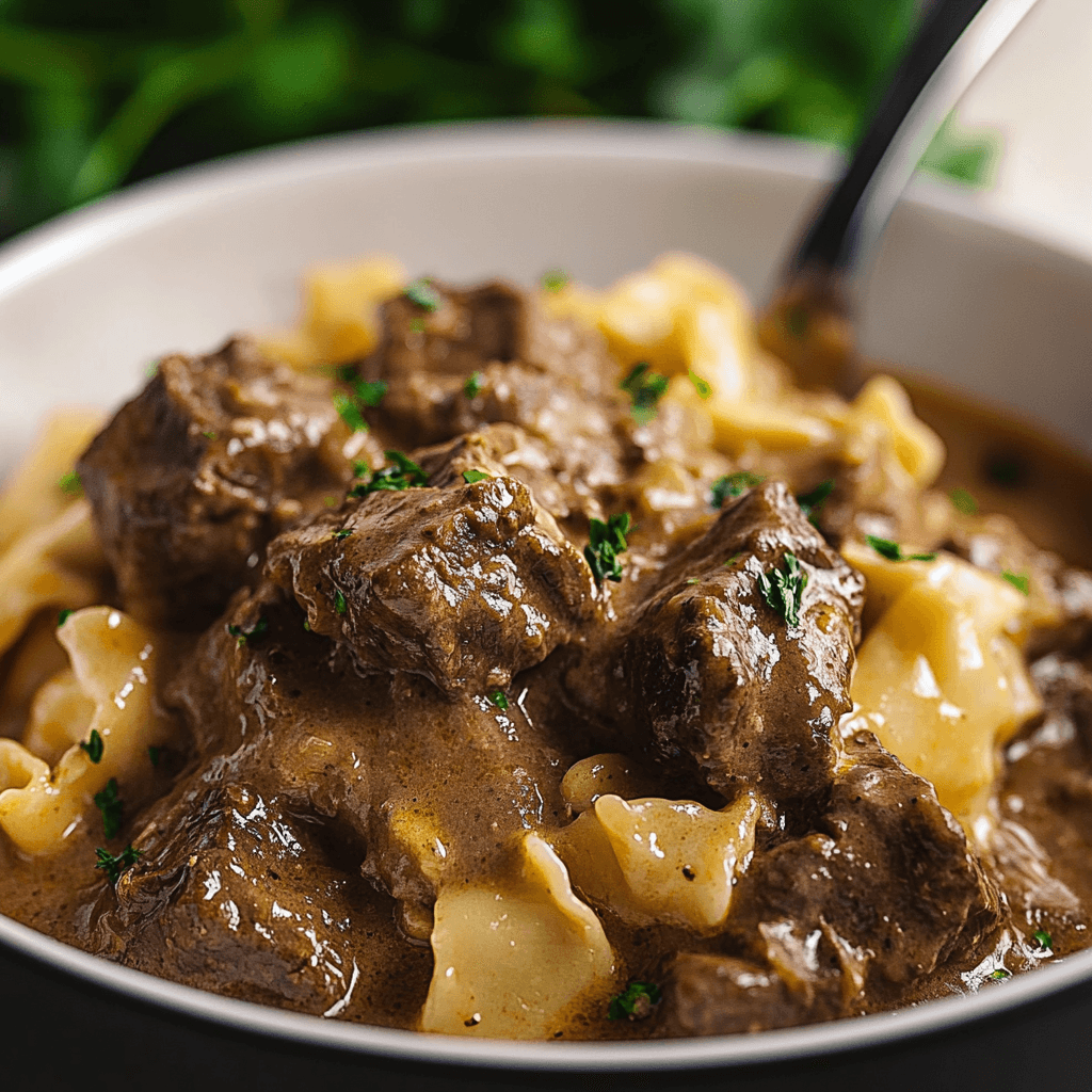 Slow-Cooker Beef Stroganoff Dish