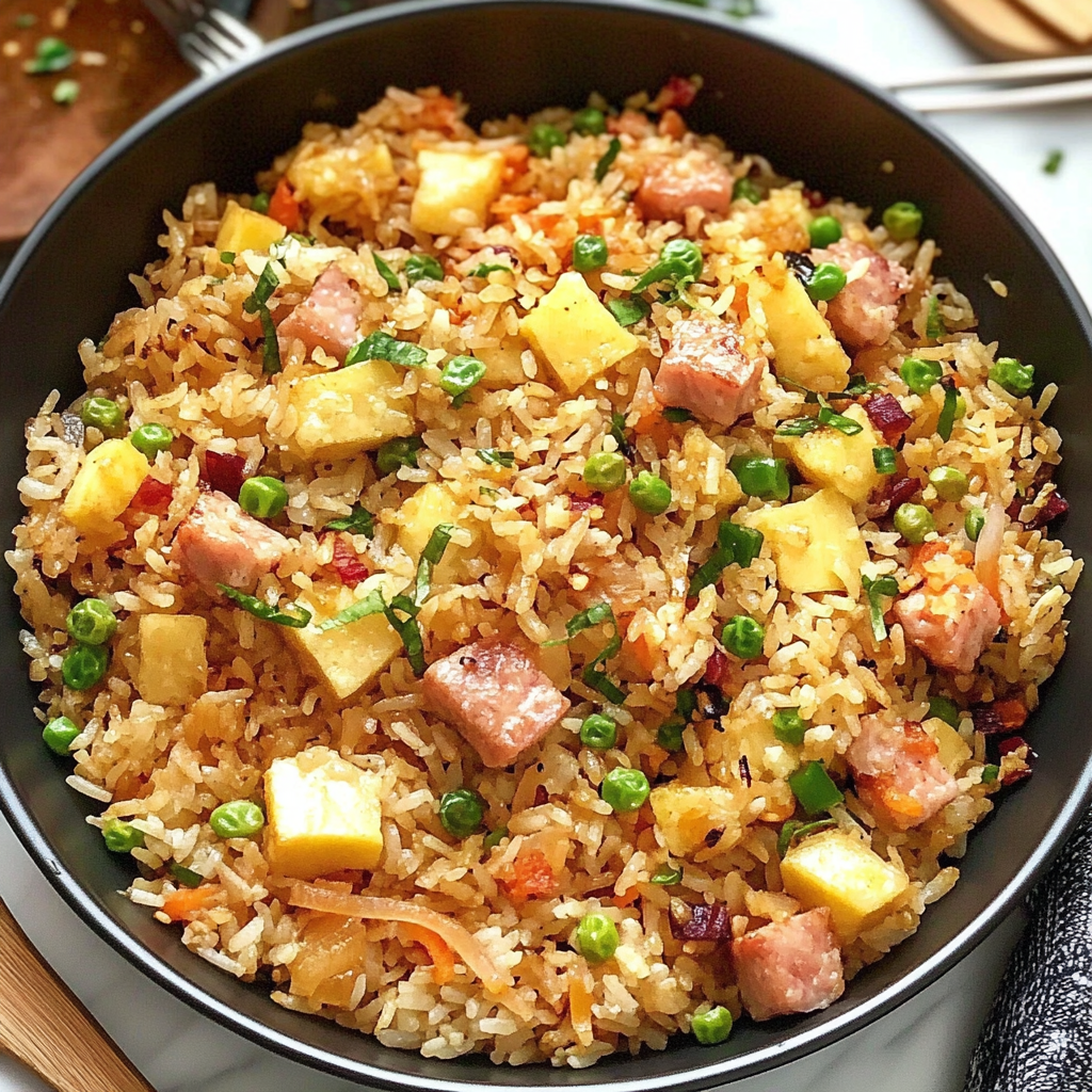 Recipe preparation for Hawaiian Fried Rice