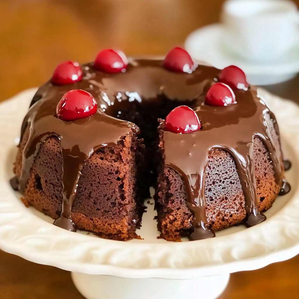 Recipe preparation for Cherry chocolate cake