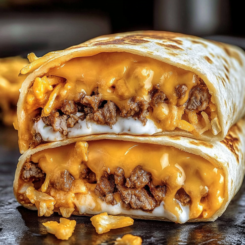 Recipe preparation for Taco Bell Beefy Melt Burrito