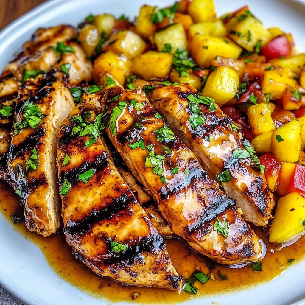 Recipe preparation for Grilled Mango Pineapple Chicken