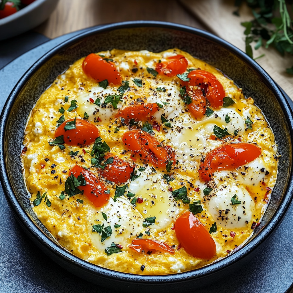 Recipe preparation for Turkish Menemen Scrambled Eggs with Peppers