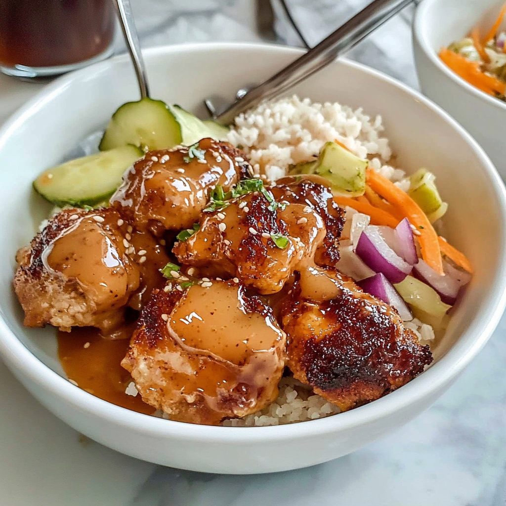 Recipe preparation for Hot Honey Chicken Bowls