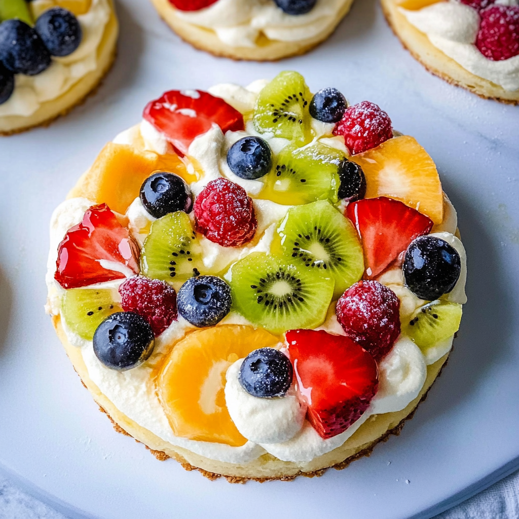 Recipe preparation for Sugar Cookie Fruit Pizza