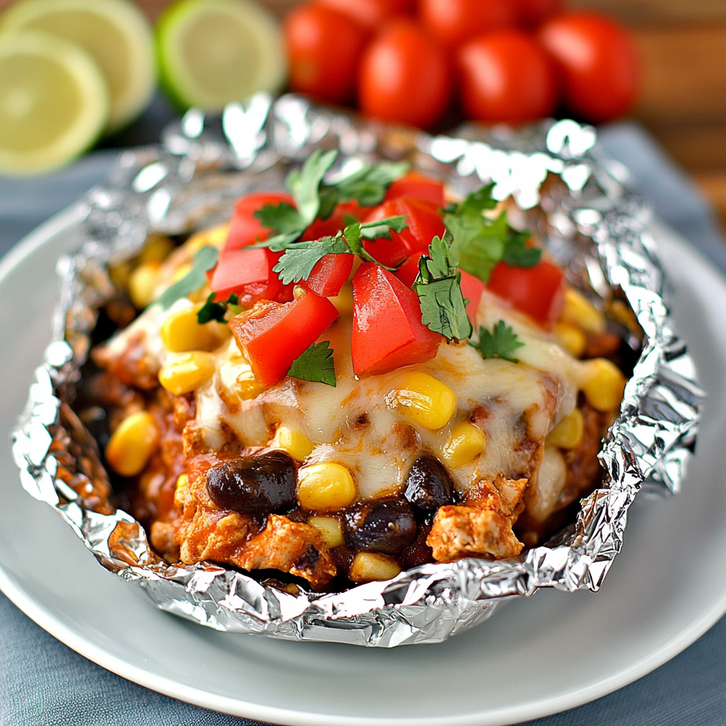 Recipe preparation for Santa Fe Chicken Foil Packets