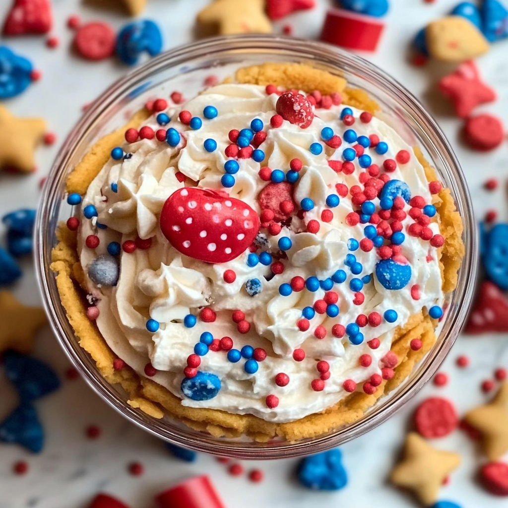 Recipe preparation for Red, White and Blue Funfetti Dip