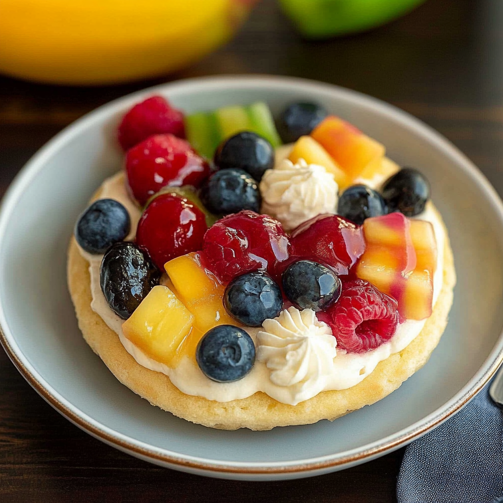 Recipe preparation for Mini Fruit Pizzas