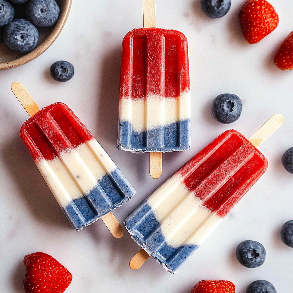 Recipe preparation for Red White and Blue Popsicles