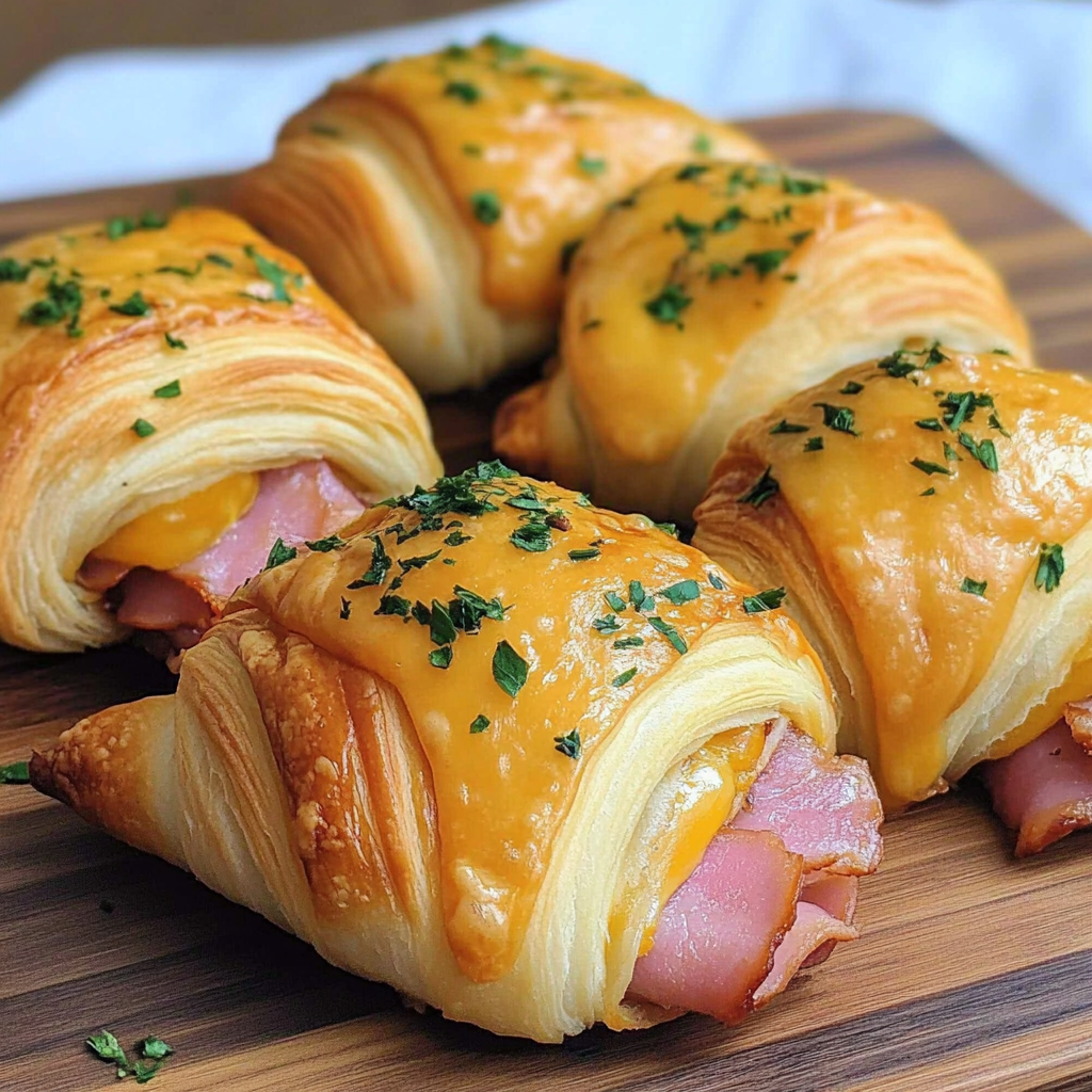 Recipe preparation for Ham And Cheddar Crescent Roll-Ups