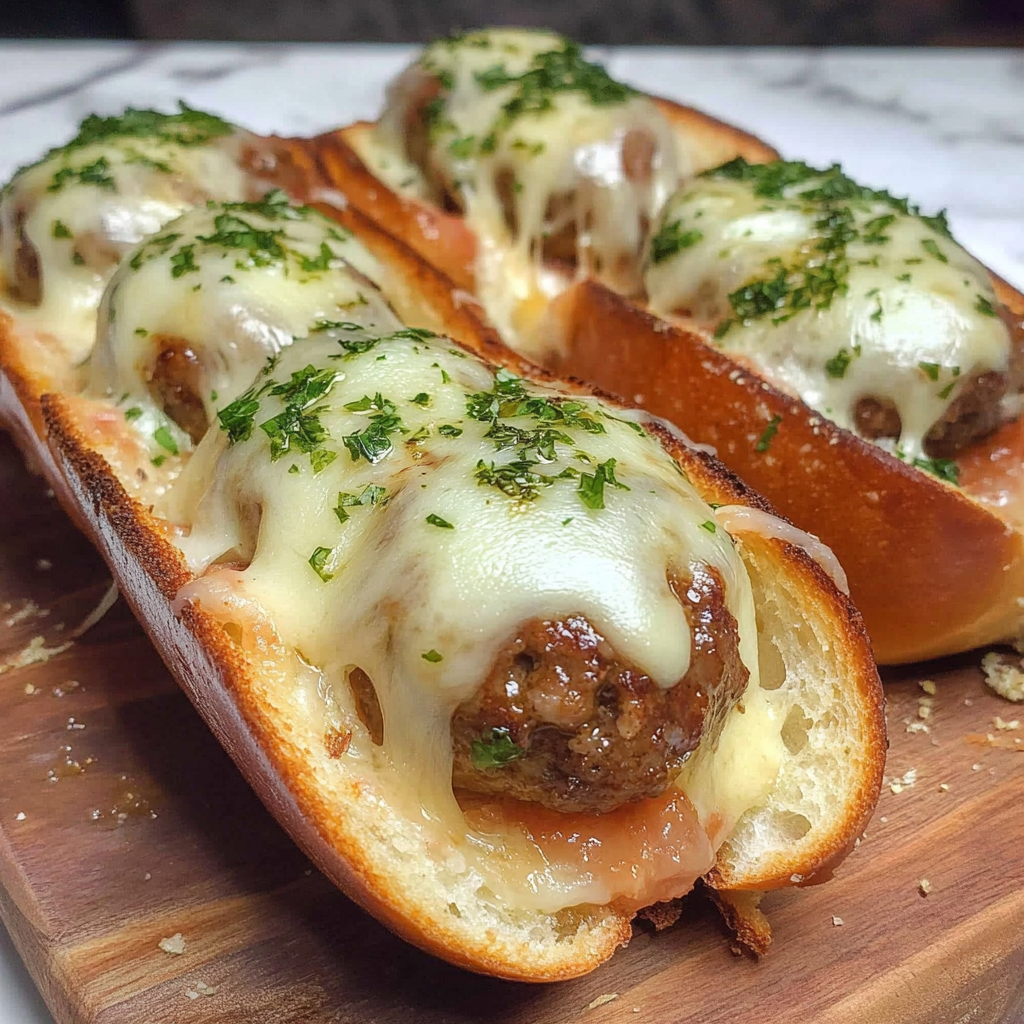 Recipe preparation for Garlic Bread Meatball Subs