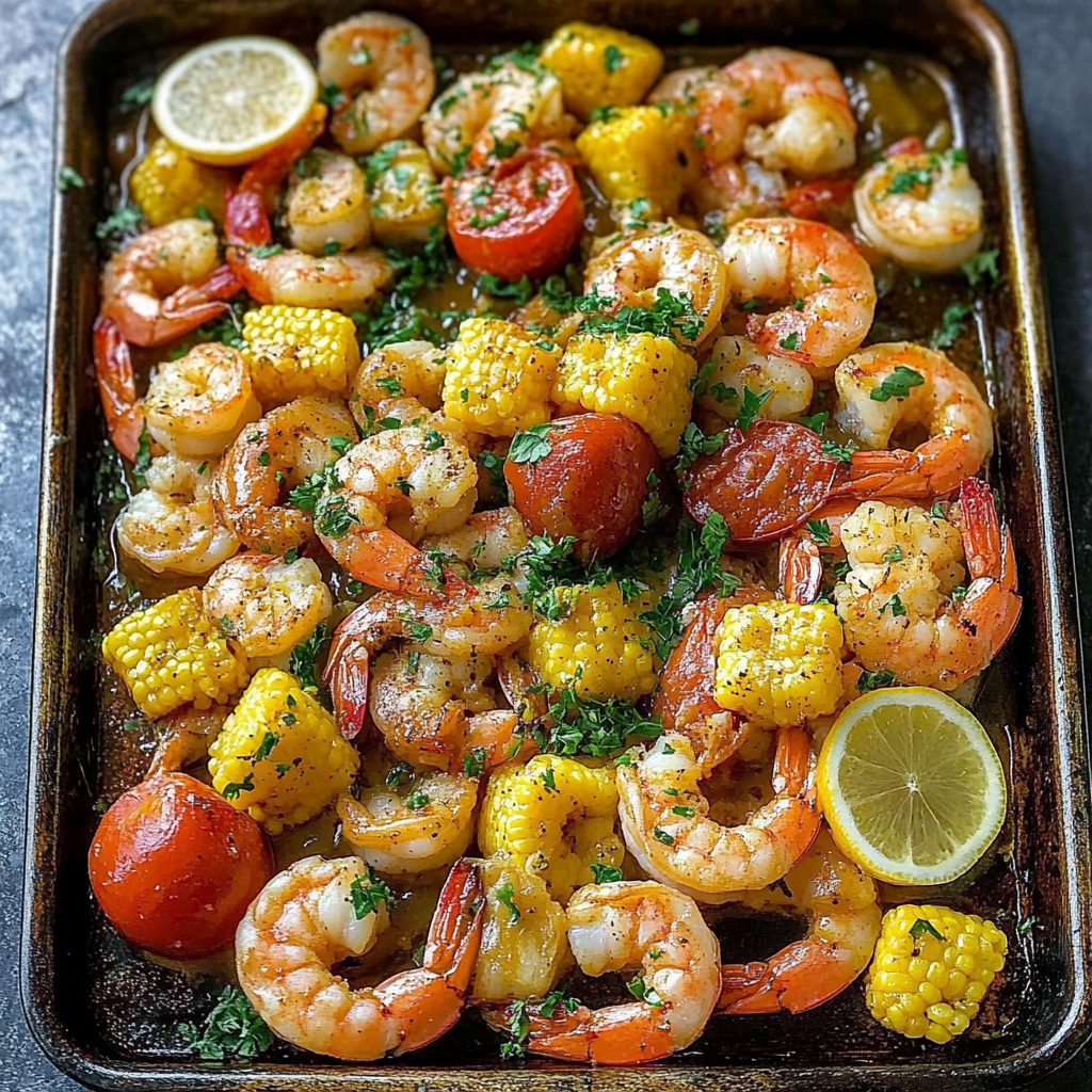 Recipe preparation for Sheet Pan Shrimp Boil