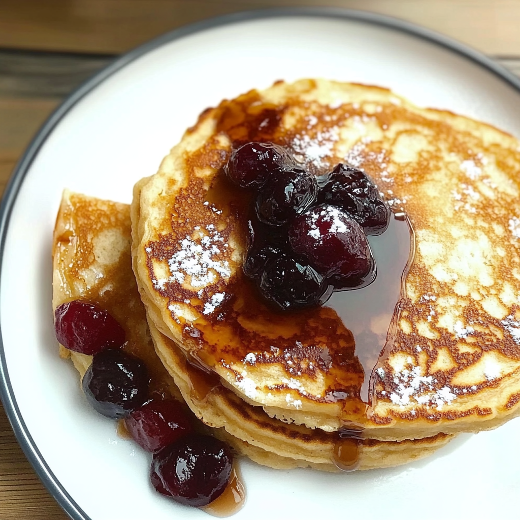 Recipe preparation for Cherry and limon ricotta pancakes