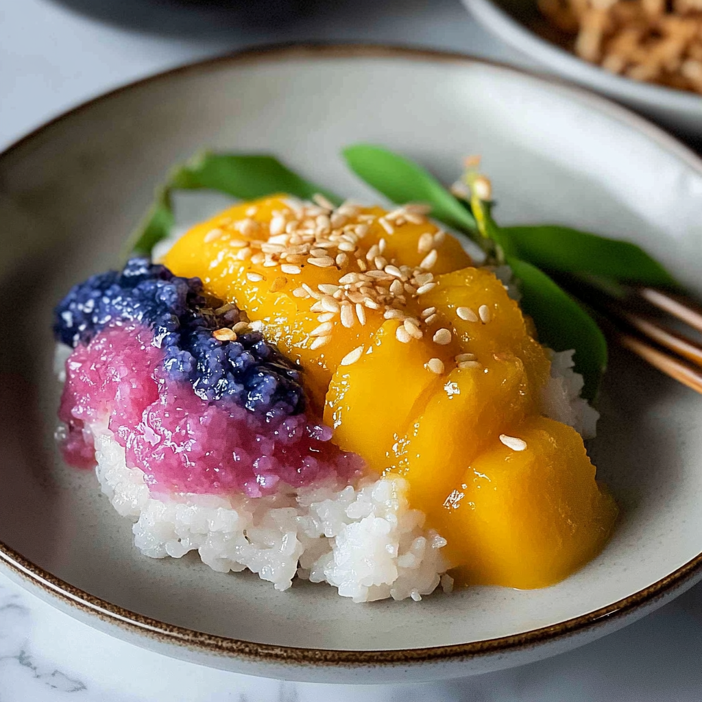 Recipe preparation for Thai mango sticky rice