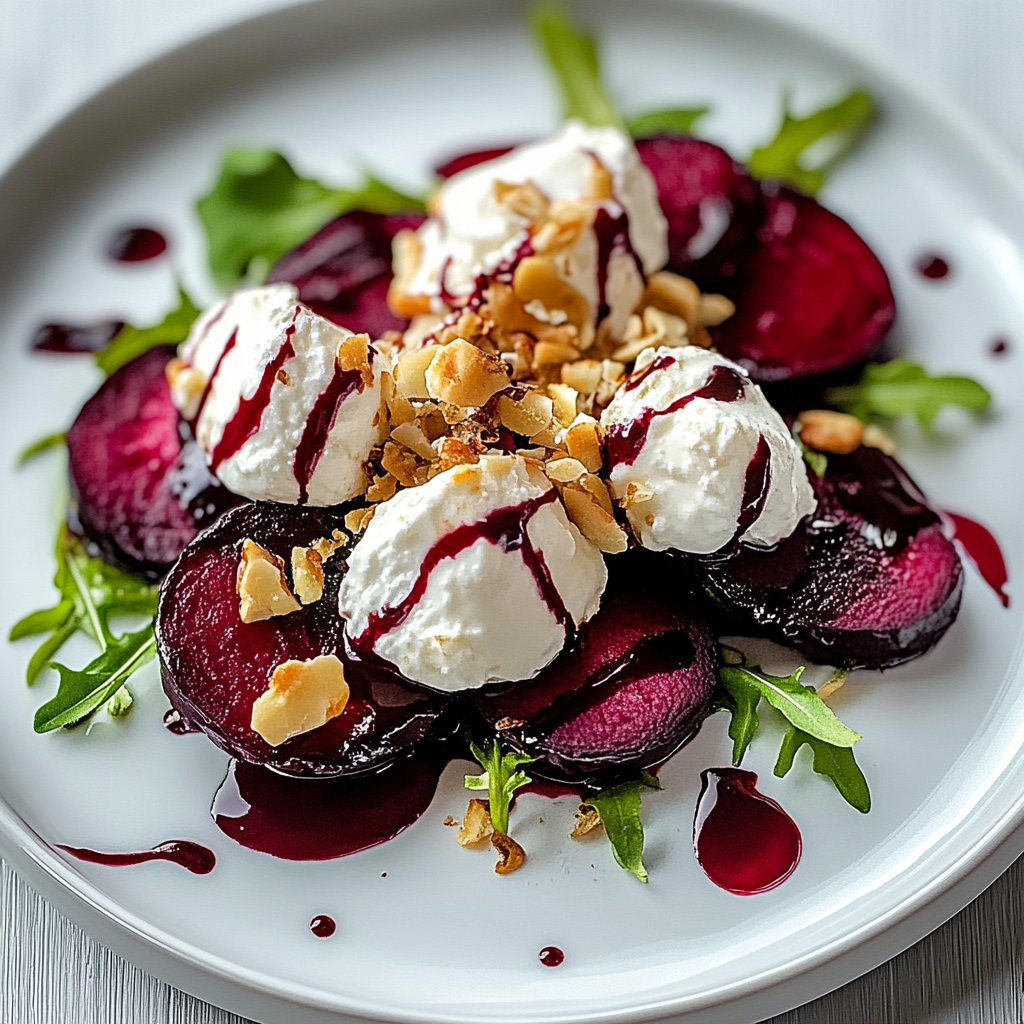 Recipe preparation for Beet and Goat Cheese Salad