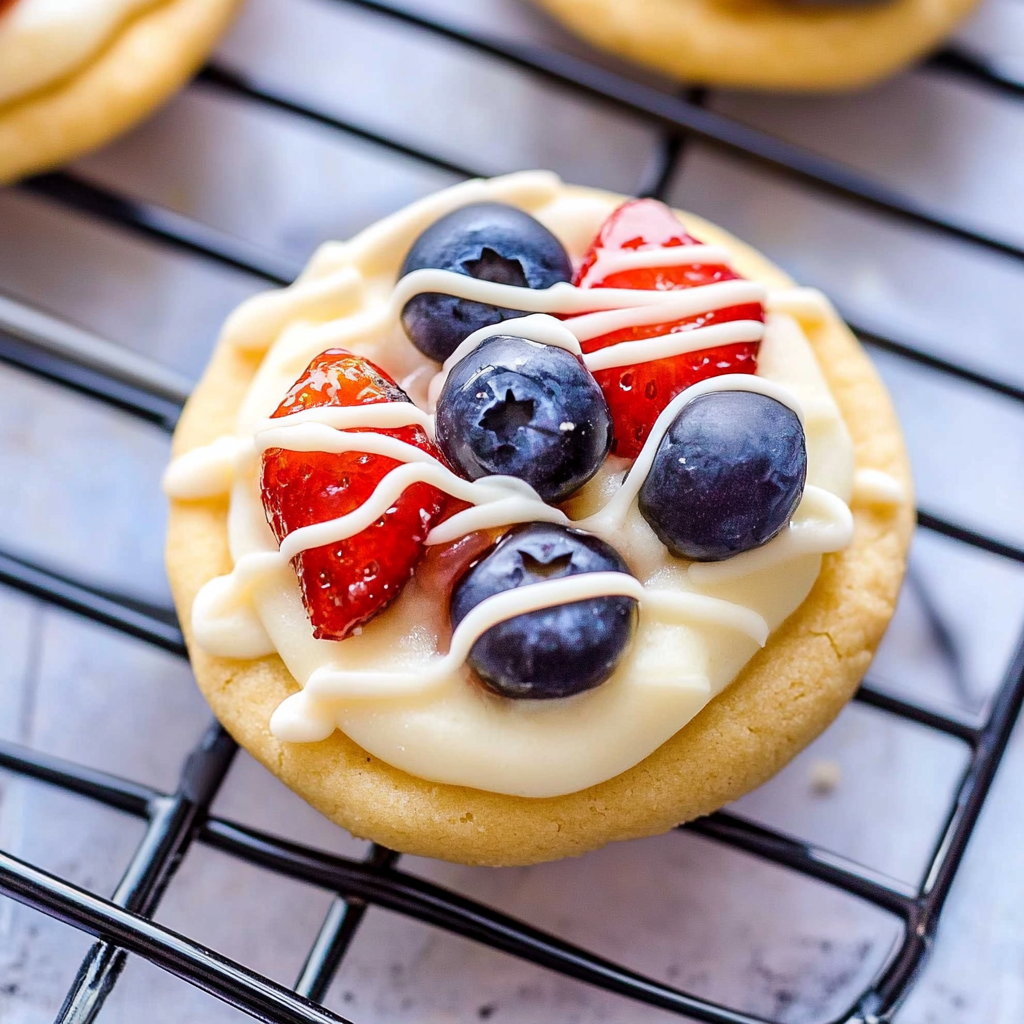 Recipe preparation for Patriotic Fruit Pizza Cookies