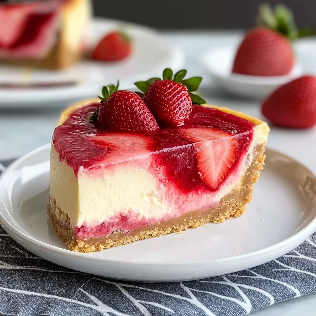 Recipe preparation for Strawberry Swirl Cheesecake