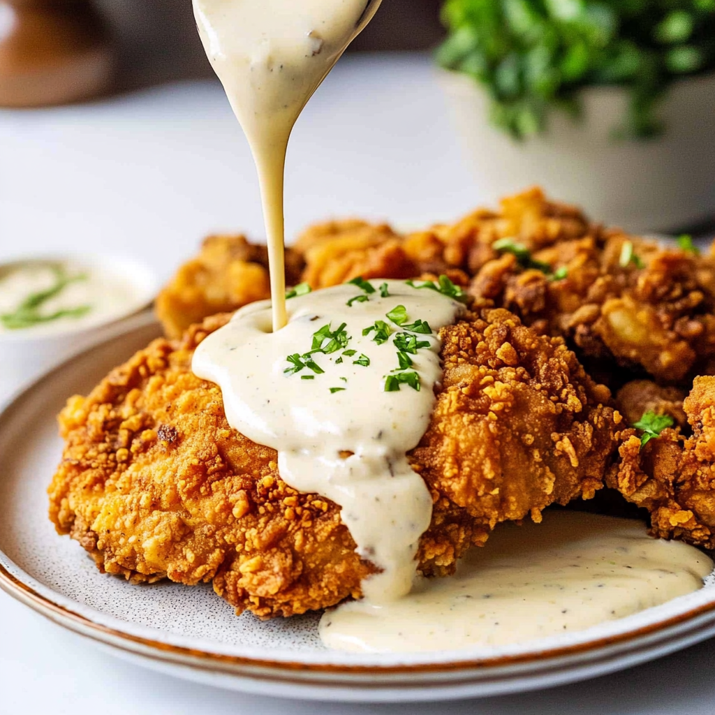 Recipe preparation for Country Fried Chicken with Creamy Gravy