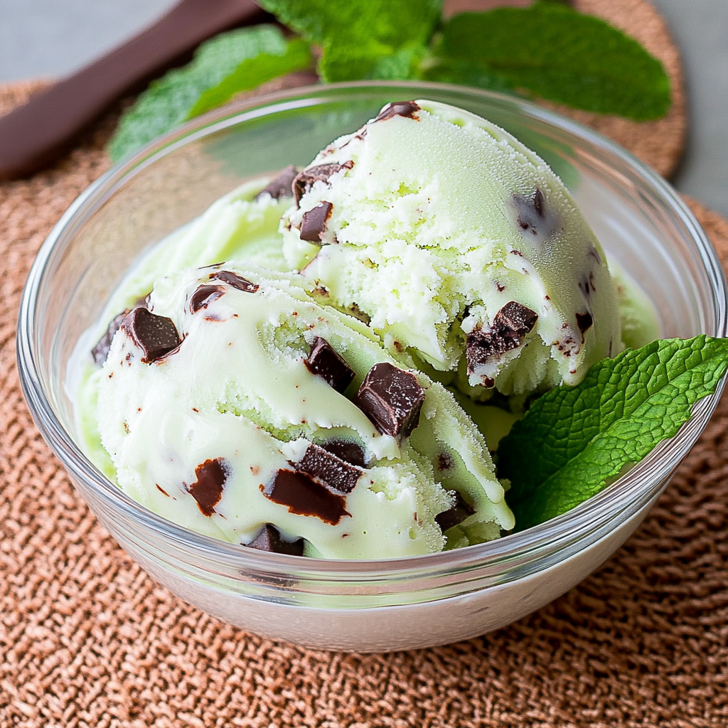 Recipe preparation for Mint Chocolate Chip Ice Cream