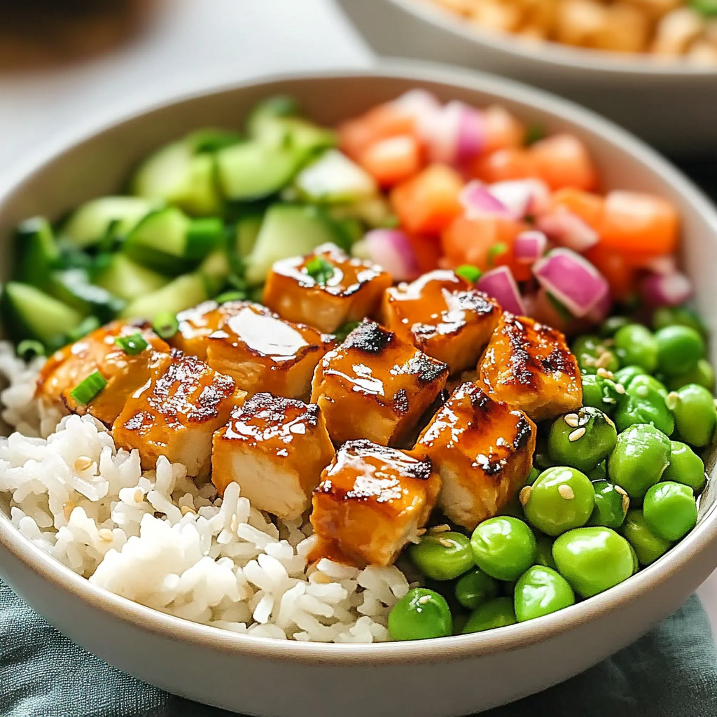 Recipe preparation for Chicken Poke Bowl