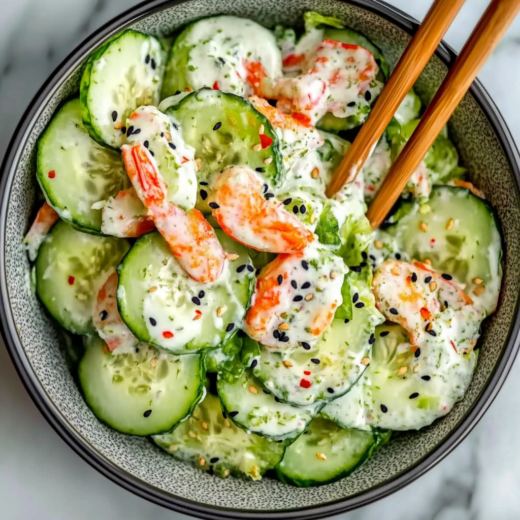 Recipe preparation for California Roll Cucumber Salad