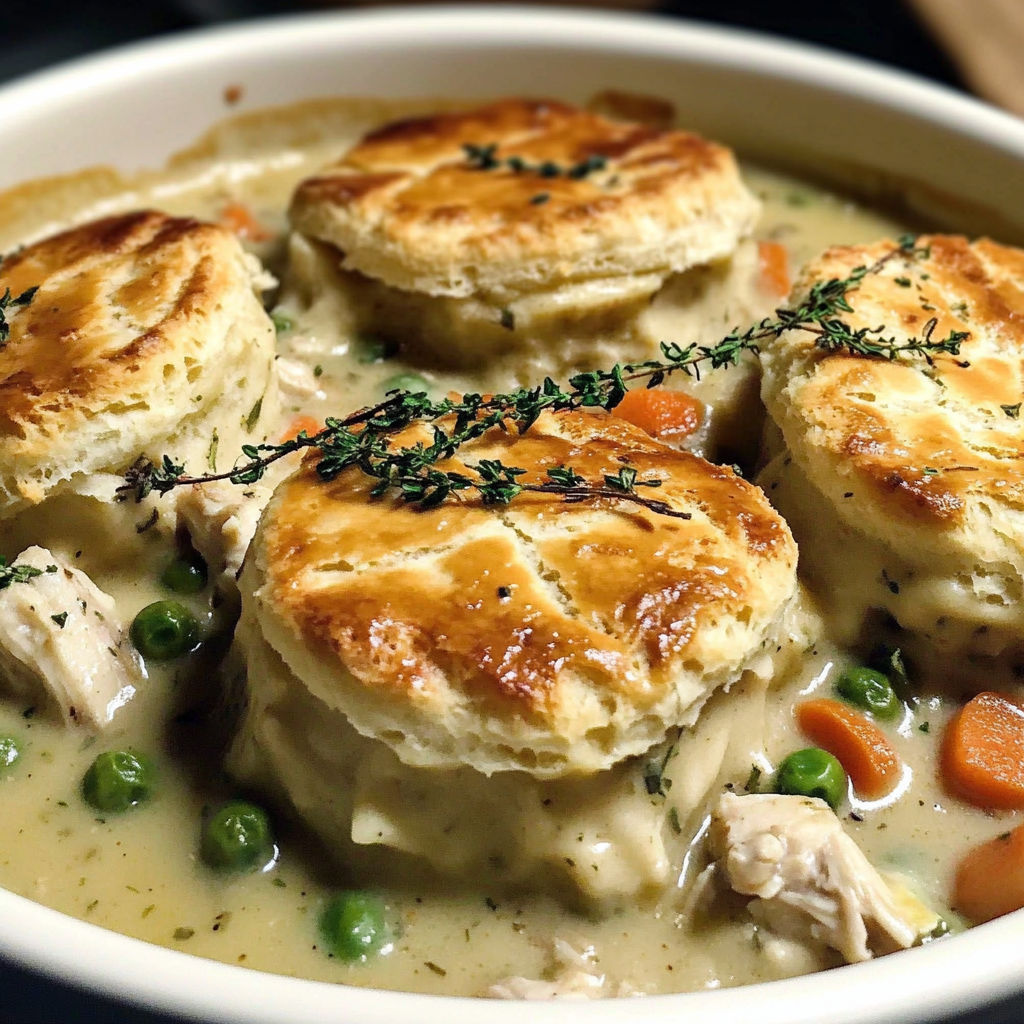 Recipe preparation for Chicken Pot Pie with Biscuits