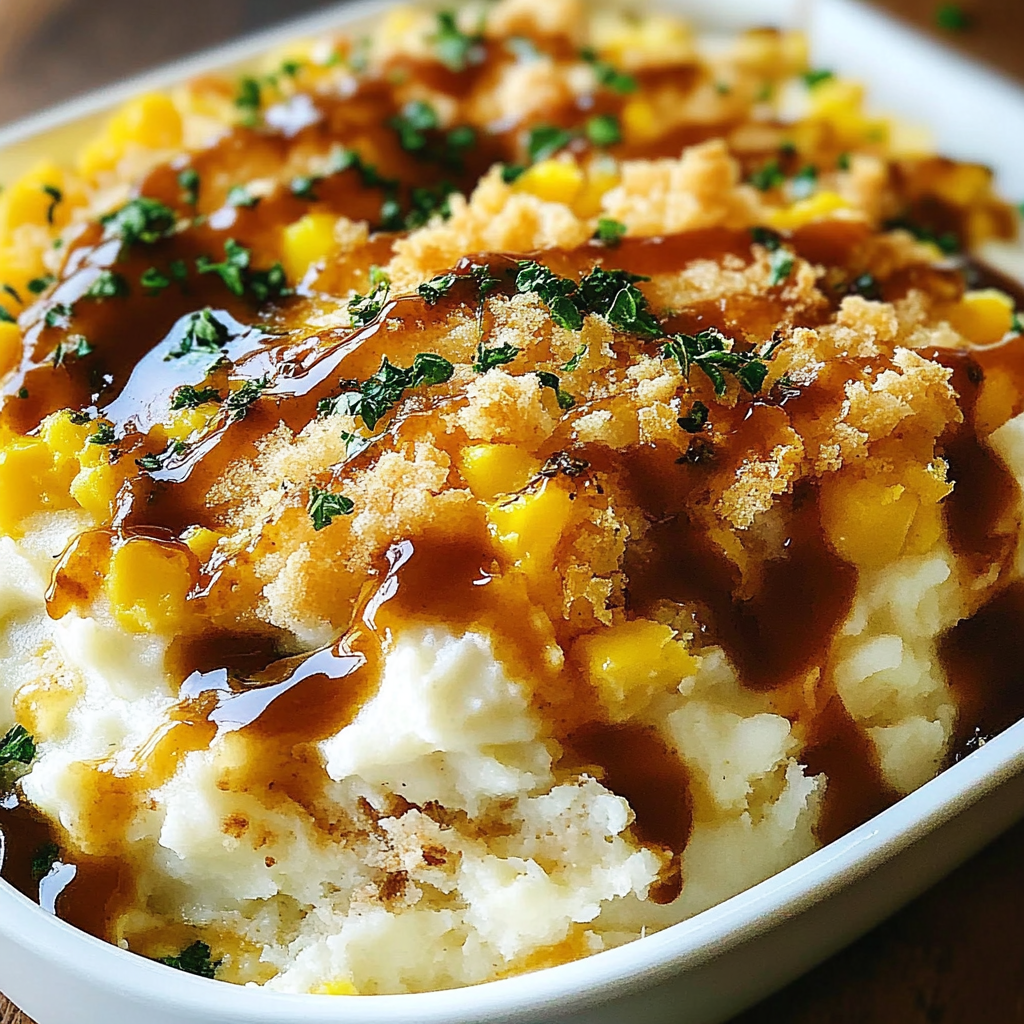 Recipe preparation for Mashed Potato Casserole with Chicken