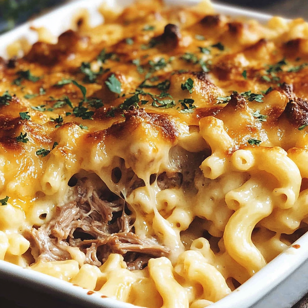 Recipe preparation for Pulled Pork Mac and Cheese