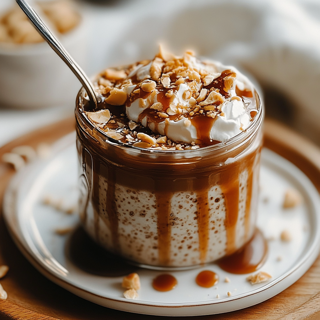 Recipe preparation for Caramel Macchiato Overnight Oats