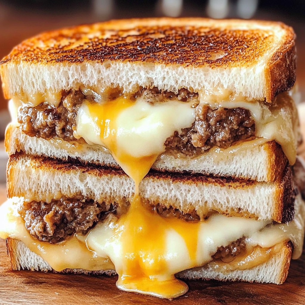 Recipe preparation for Cheesy Patty Melts with Special Sauce