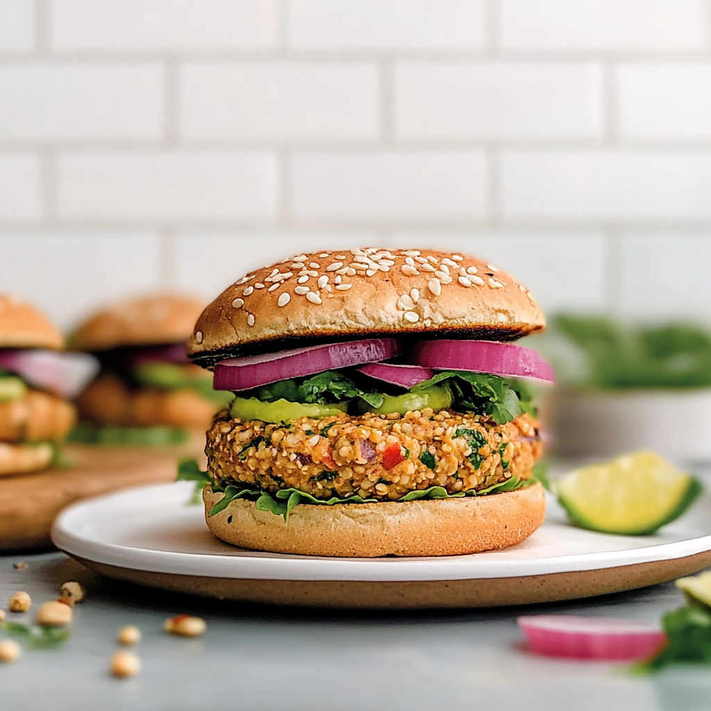 Recipe preparation for Quinoa & White Bean Veggie Burger