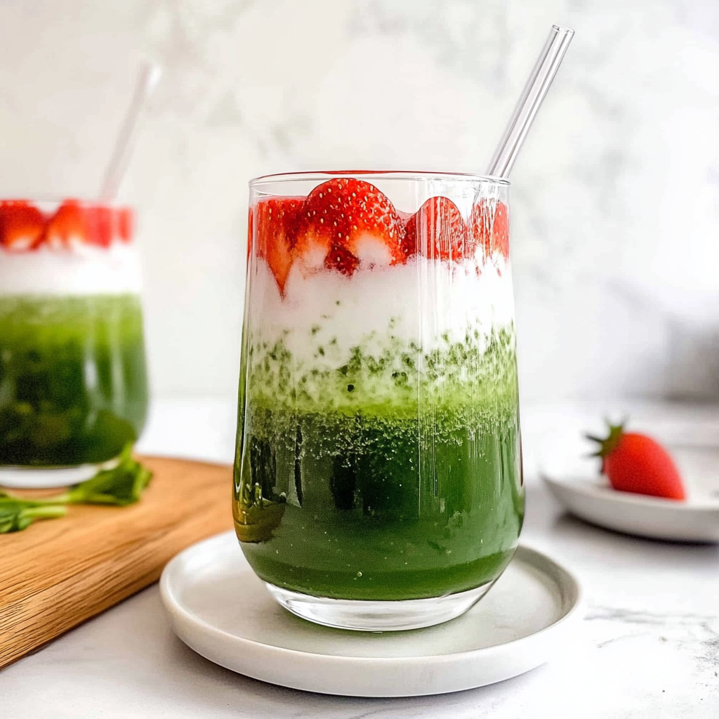Recipe preparation for Iced Strawberry Matcha Latte