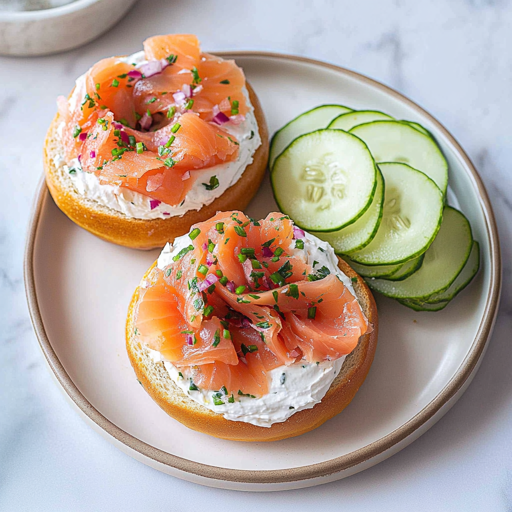 Recipe preparation for Smoked Salmon Bagel