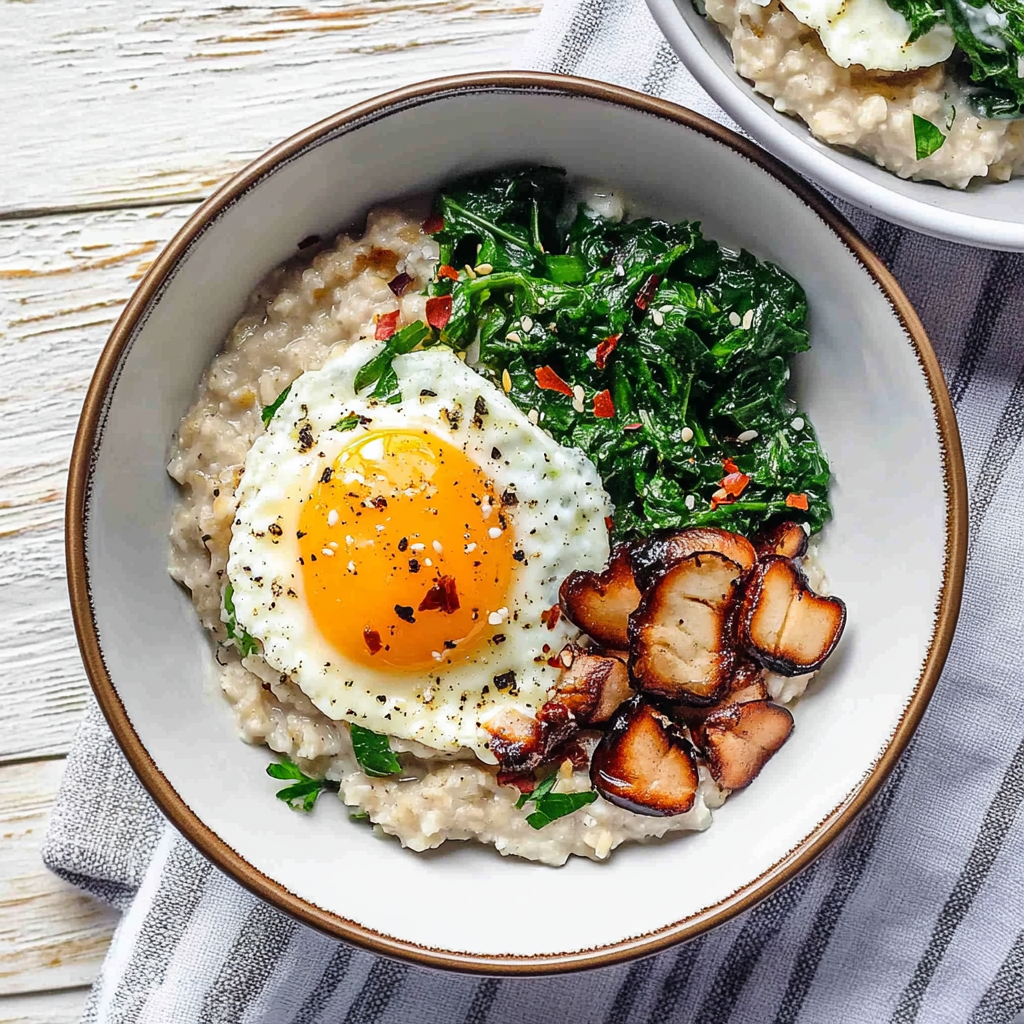 Recipe preparation for Savory Oatmeal with Egg