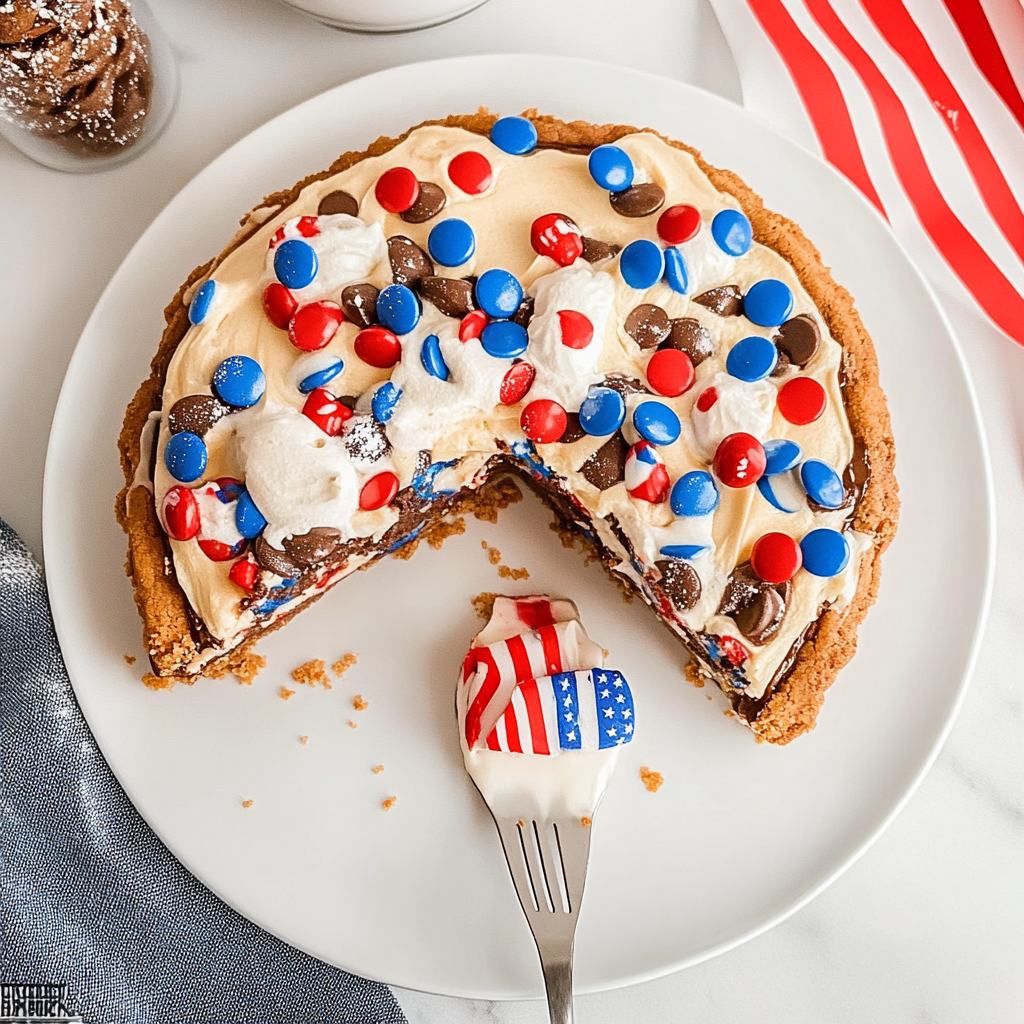 Recipe preparation for Patriotic Chocolate Chip Cookie Pie Recipe
