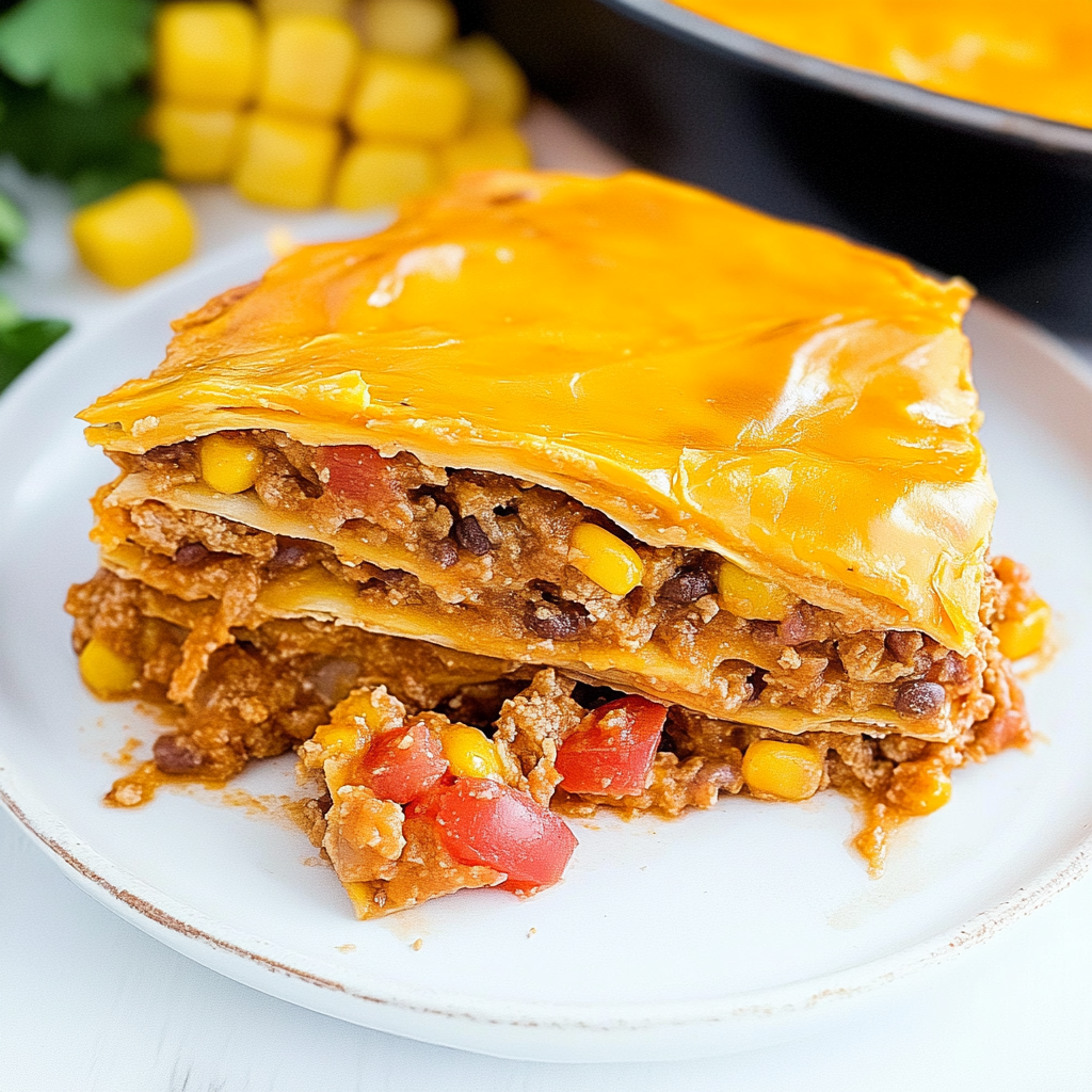 Recipe preparation for Layered Taco Bake