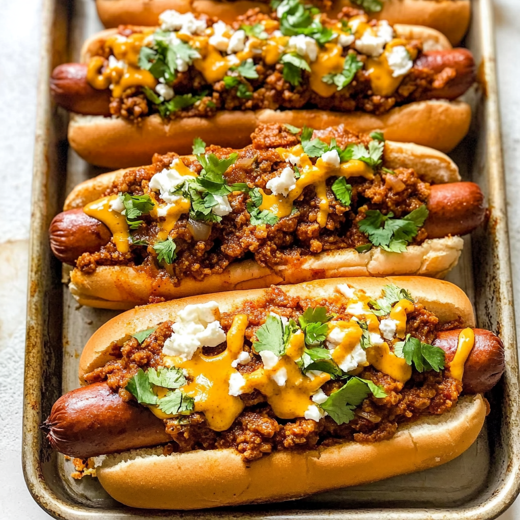 Recipe preparation for Chili Cheese Dogs