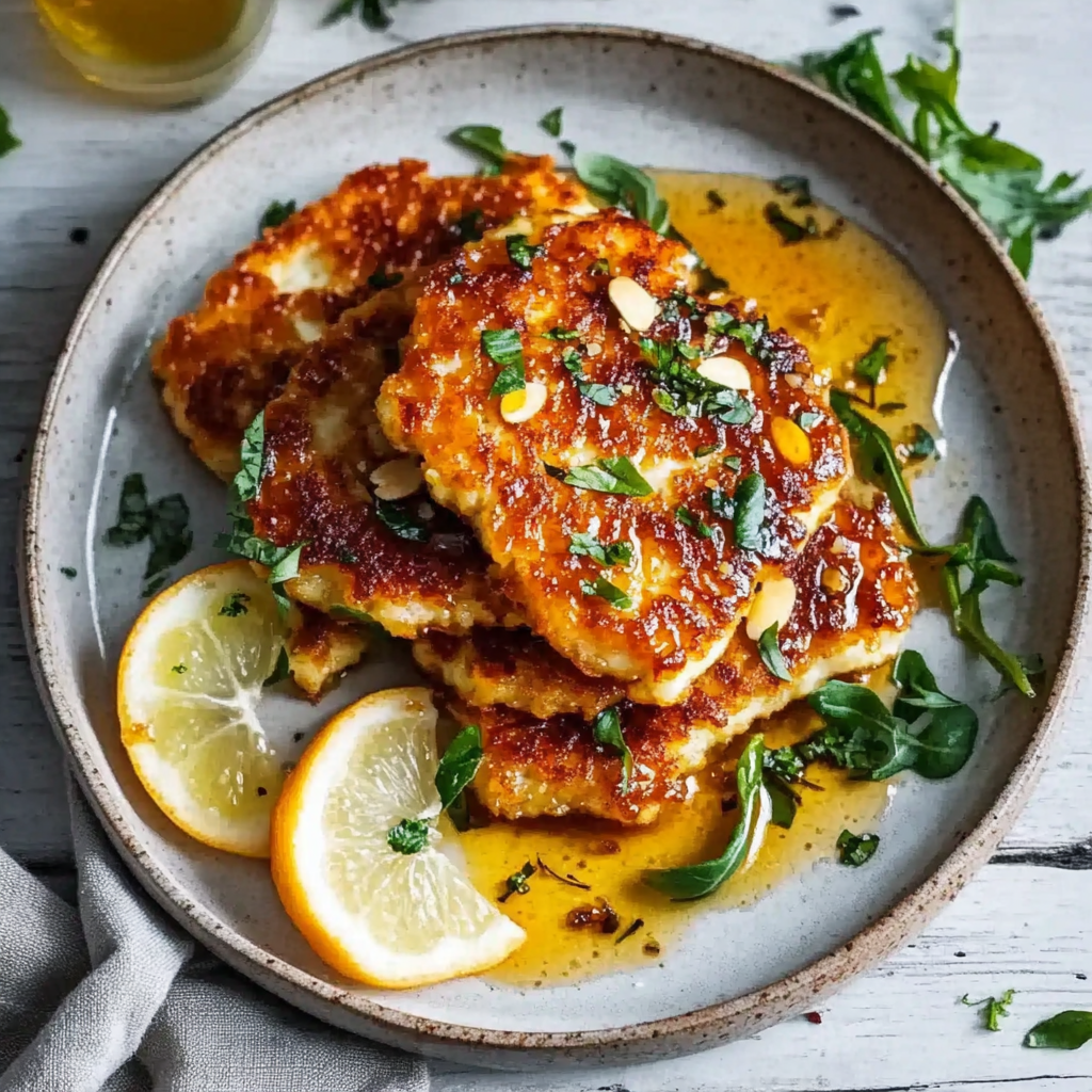 Recipe preparation for Hot Honey Halloumi Schnitzel