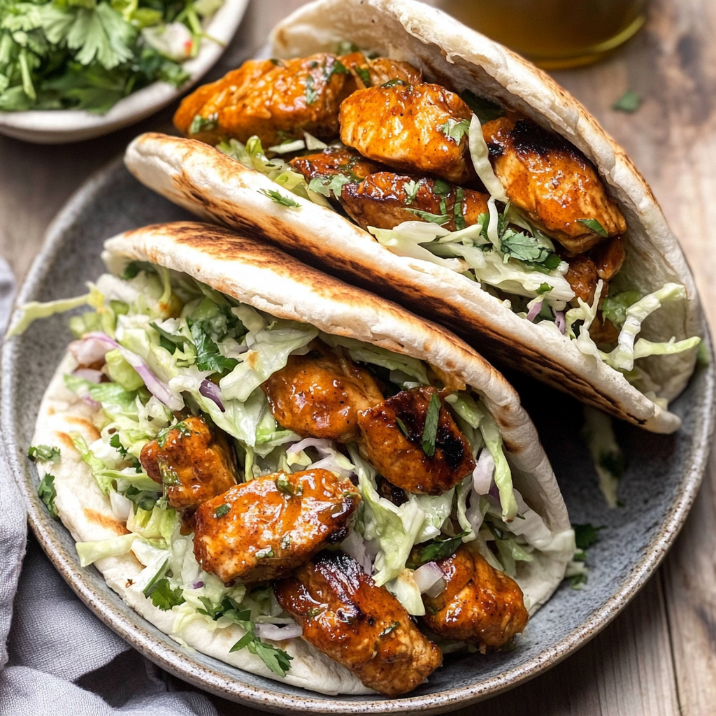 Recipe preparation for Sheet Pan Chicken Pitas with Herby Ranch Slaw