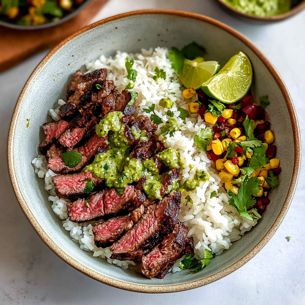 Recipe preparation for Cilantro Lime Steak Bowls