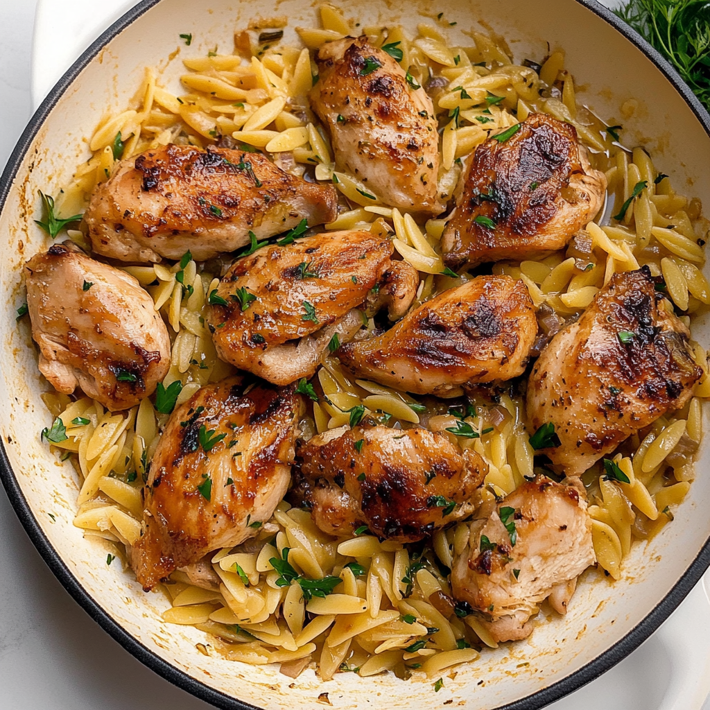 Recipe preparation for Chicken and Orzo