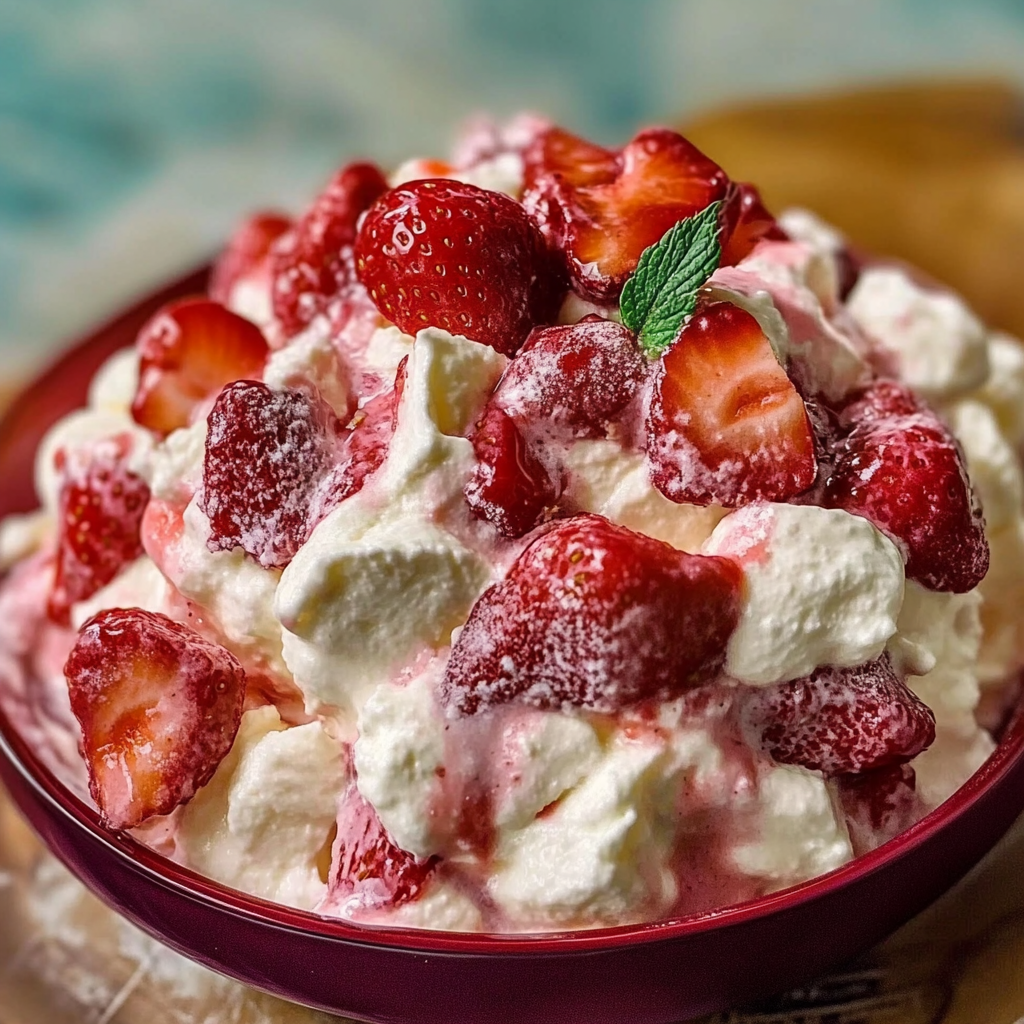 Recipe preparation for Strawberry Shortcake Fluff Salad