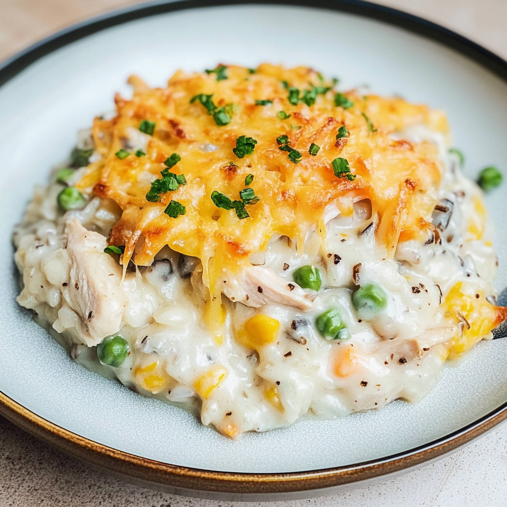 Recipe preparation for Creamy Chicken Wild Rice Casserole