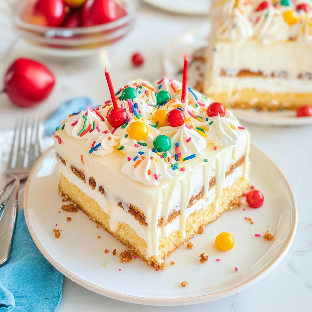 Recipe preparation for Birthday Cake Lush Dessert