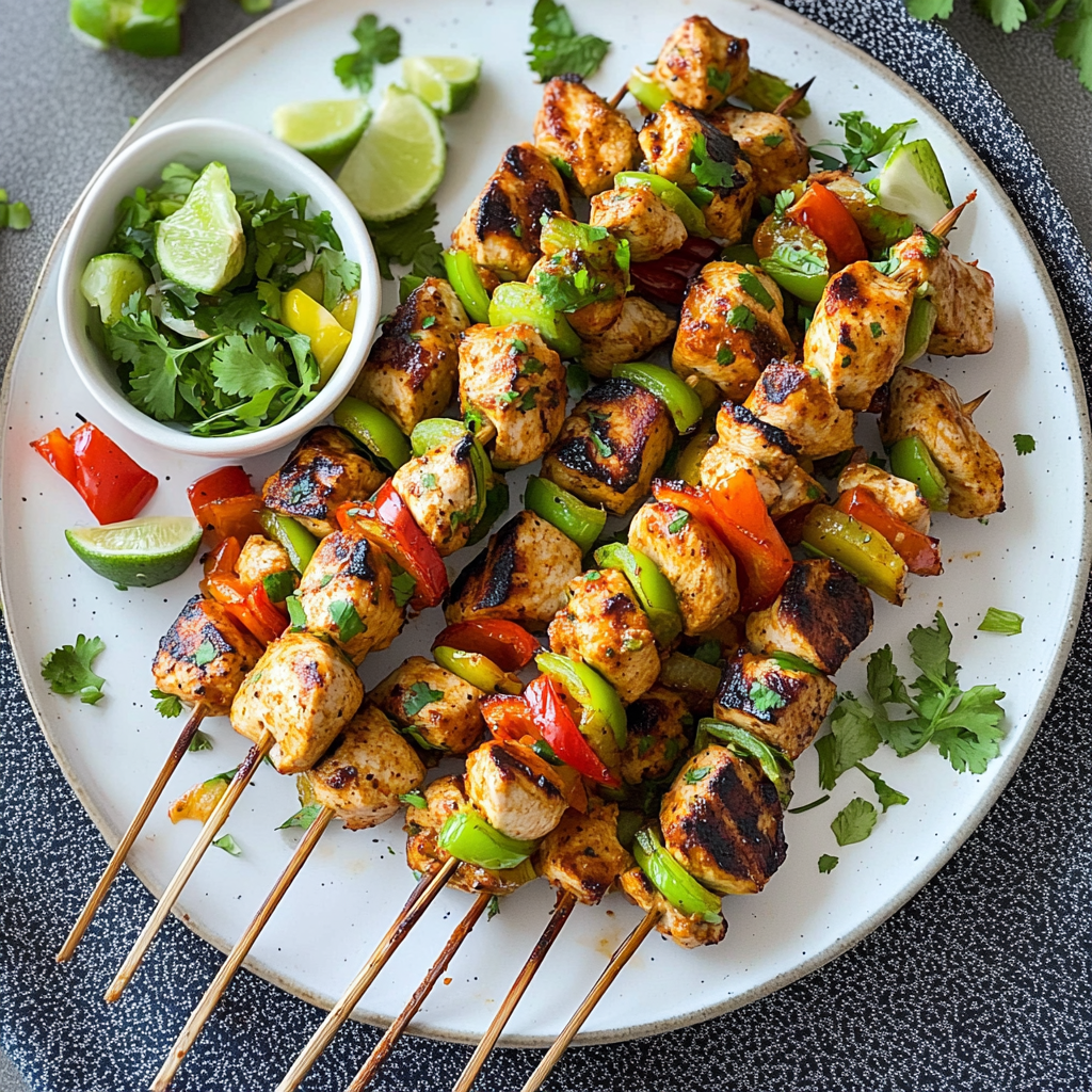 Recipe preparation for Fajita Chicken Kabobs