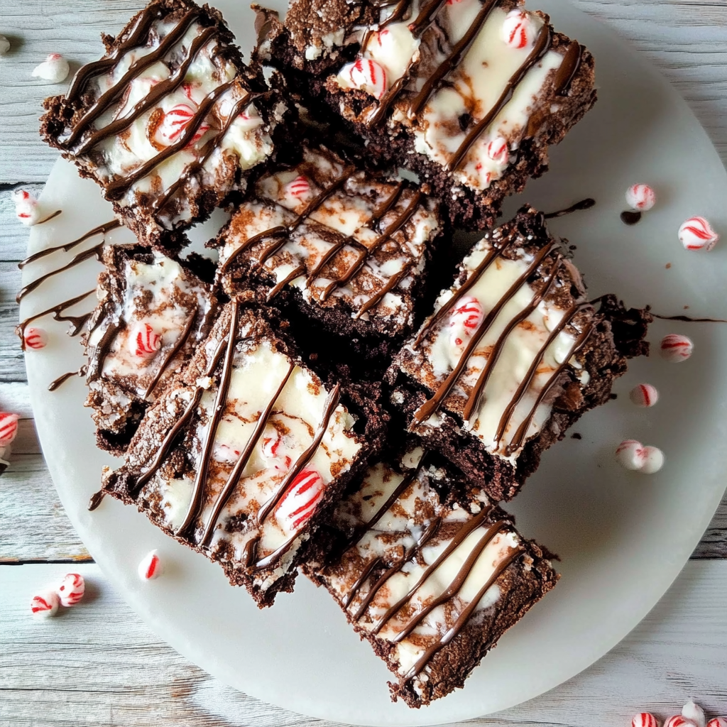 Recipe preparation for Peppermint Hot Chocolate Brownies