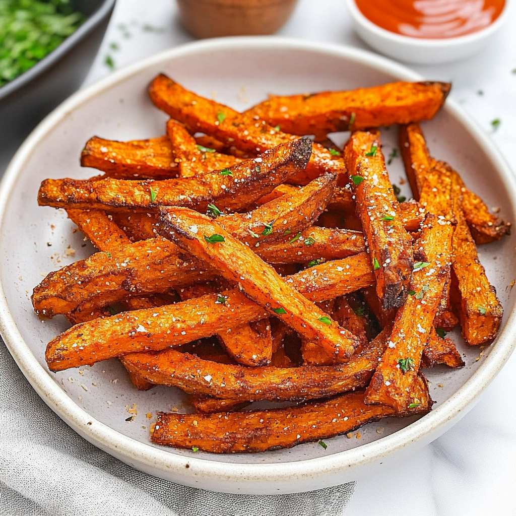 Recipe preparation for Crispy Oven Baked Sweet Potato Fries