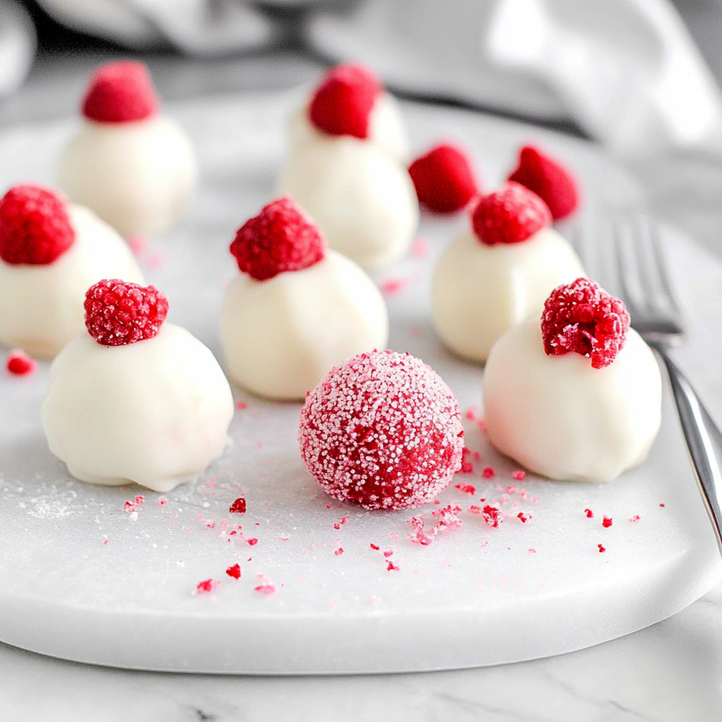 Recipe preparation for White Chocolate Raspberry Truffles