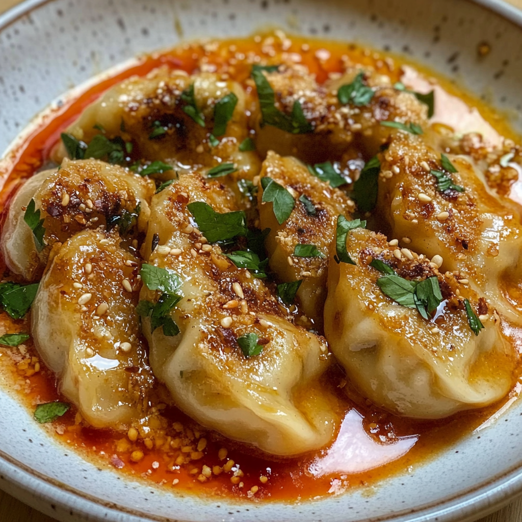 Recipe preparation for Viral One-Pan Baked Dumplings