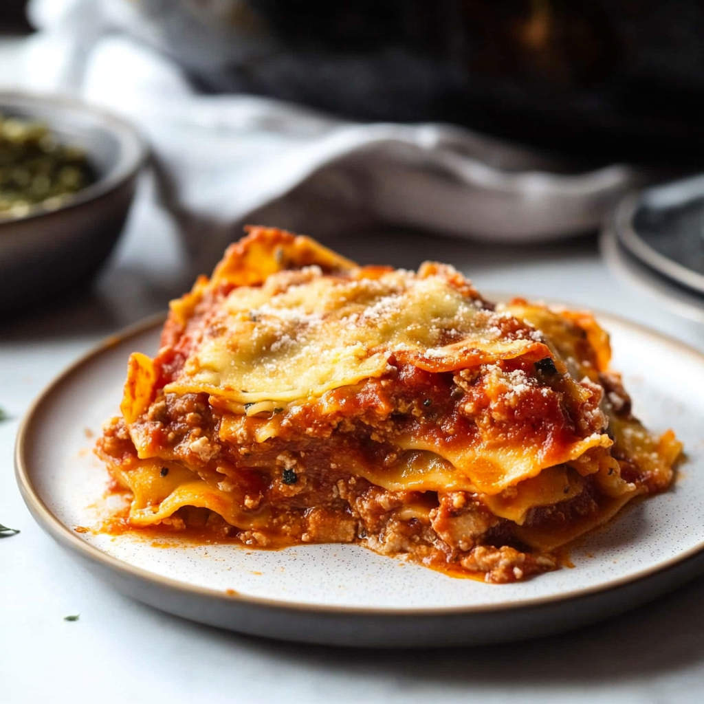 Recipe preparation for Crockpot Ravioli Lasagna Casserole