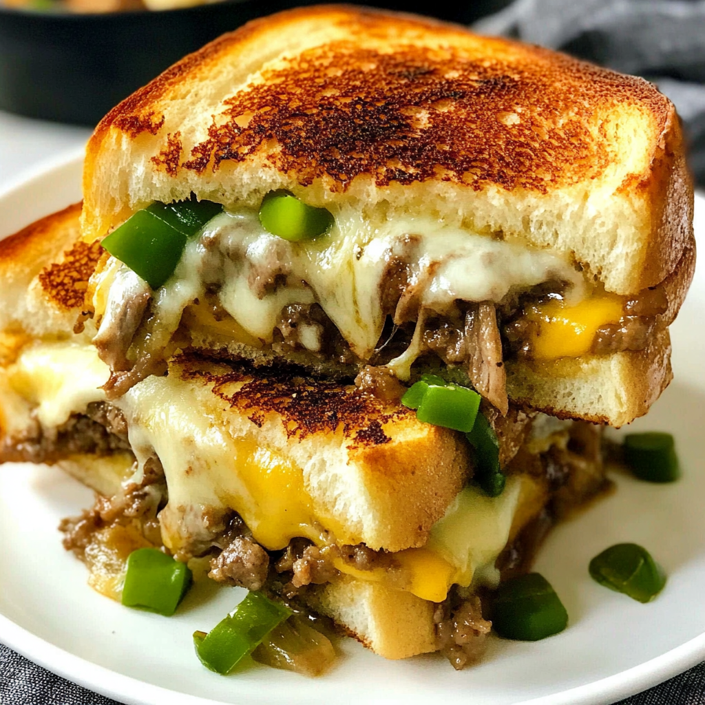 Recipe preparation for Philly Cheesesteak Grilled Cheese Casserole
